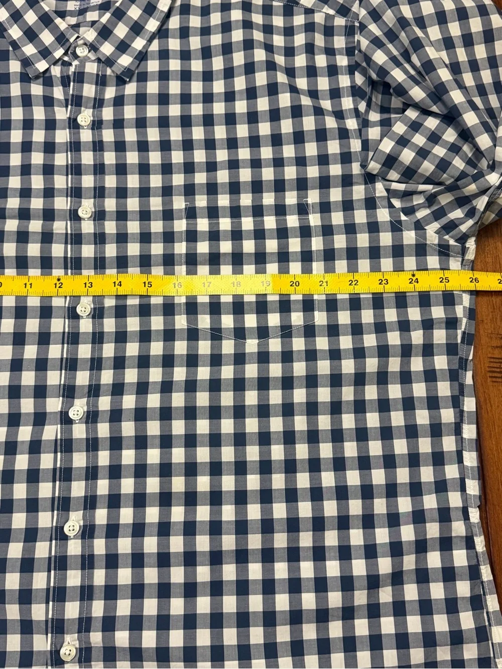 J. Crew 2010 Men's Navy and White Checkered Button-Down Long Sleeve Shirt XXL